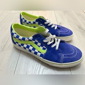 Vans Sk8-Low Men`s Size Blue/green Checkerboard Skate Sneakers